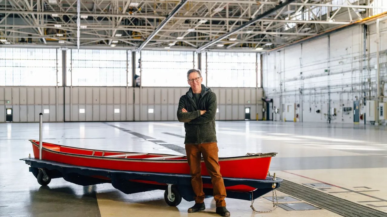 John Notten with mobile canoe