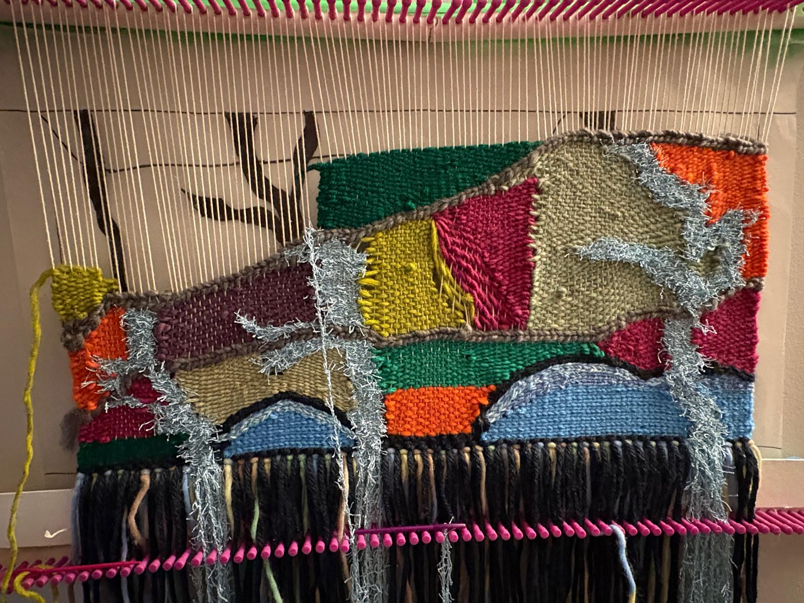 Waters That Weave Through The City — a textile weaving by Ebru Winegard depicting Toronto's waterways